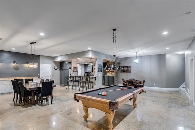 7269 Tyree Rd, Winston, GA 30187 - recreation room featuring finished concrete flooring, pool table, recessed lighting, and bar area