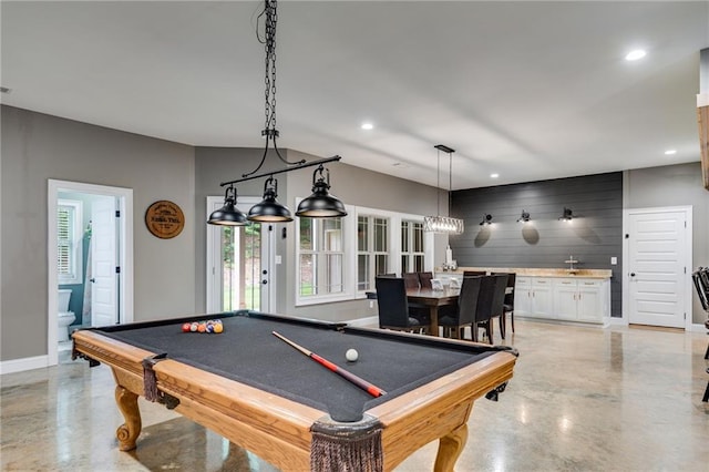 7269 Tyree Rd, Winston, GA 30187 - game room with concrete flooring, plenty of natural light, recessed lighting, and billiards table