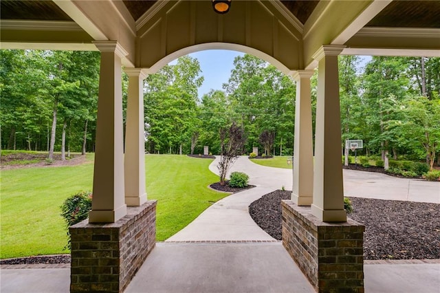 7269 Tyree Rd, Winston, GA 30187 - covered porch featuring a yard and view of scattered trees