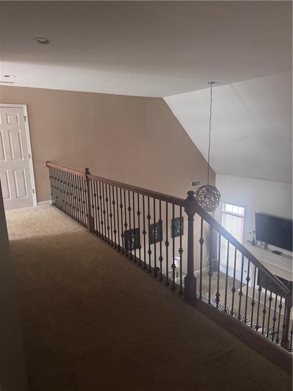458 Vinings Vintage Cir, Mableton, GA 30126 - hall featuring carpet and lofted ceiling