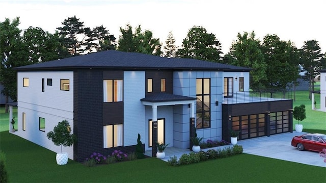 4238 Hamilton Mill Rd, Buford, GA 30519 - modern home with a front yard, concrete driveway, and a garage