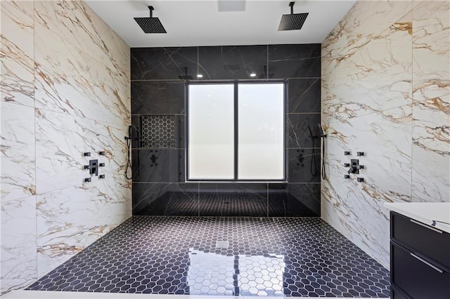4238 Hamilton Mill Rd, Buford, GA 30519 - full bath featuring plenty of natural light, a tile shower, and vanity