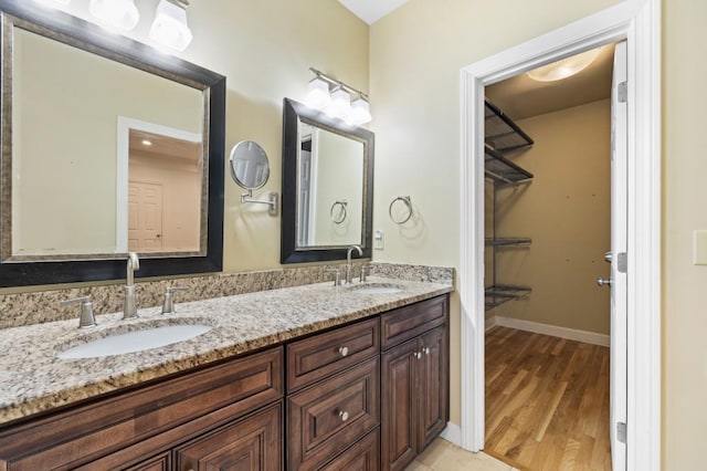 bathroom featuring wood-type flooring and vanity