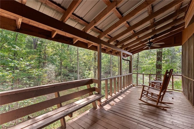 deck featuring ceiling fan