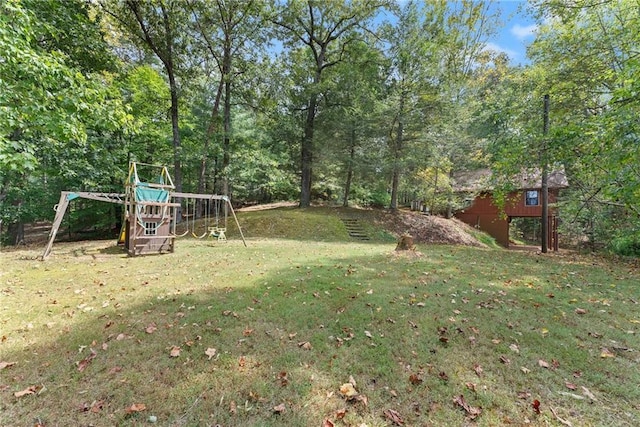 view of yard featuring a playground