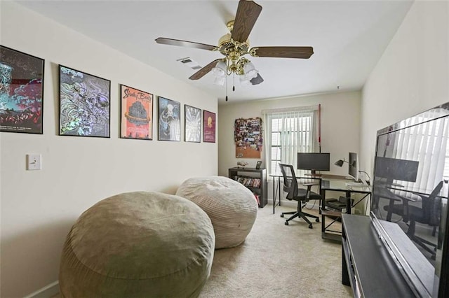 2203 Arbor Hill Rd, Canton, GA 30115 - office featuring light carpet, ceiling fan, and baseboards