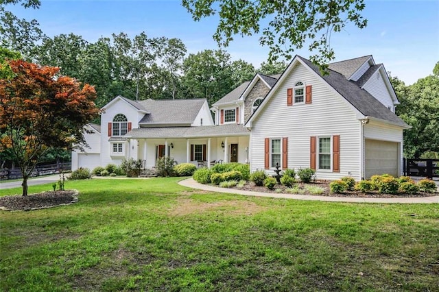 2203 Arbor Hill Rd, Canton, GA 30115 - view of front of house with an attached garage, a front yard, a porch, and roof with shingles