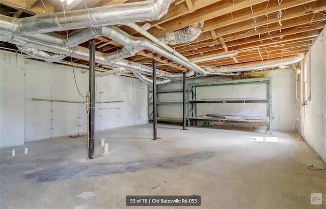 view of unfinished basement