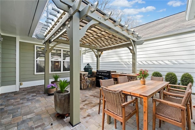 view of patio / terrace featuring a pergola