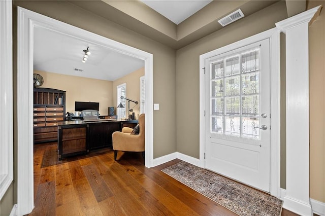 doorway featuring hardwood / wood-style floors