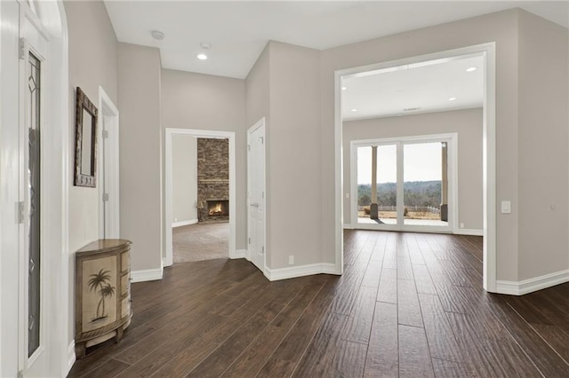 2150 Fincher Rd, Canton, GA 30114 - corridor with baseboards, dark wood-style floors, and recessed lighting