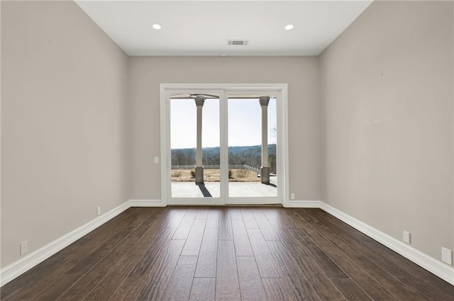 2150 Fincher Rd, Canton, GA 30114 - spare room with dark wood-type flooring, baseboards, visible vents, and recessed lighting