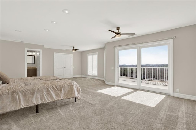 2150 Fincher Rd, Canton, GA 30114 - bedroom featuring access to exterior, recessed lighting, light carpet, and baseboards