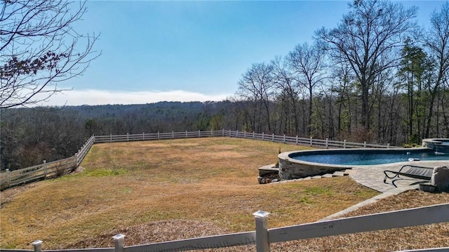 2150 Fincher Rd, Canton, GA 30114 - outdoor pool featuring a yard, a forest view, and fence