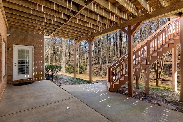 view of patio / terrace with stairway