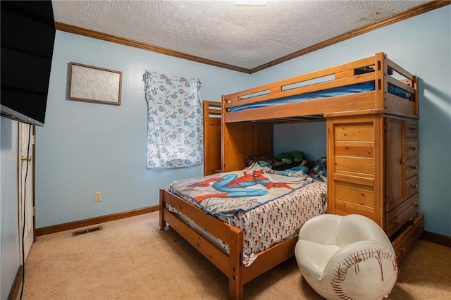 1275 Poole Bridge Rd, Hiram, GA 30141 - carpeted bedroom with a textured ceiling and ornamental molding