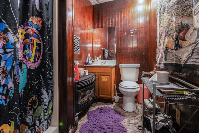 1275 Poole Bridge Rd, Hiram, GA 30141 - full bath with vanity, wooden walls, and a shower with curtain