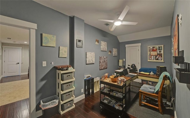 1330 Mccannon Morris Rd, Hull, GA 30646 - office space featuring a ceiling fan, wood finished floors, and vaulted ceiling