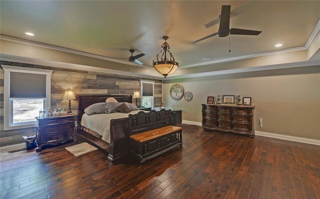 1330 Mccannon Morris Rd, Hull, GA 30646 - bedroom featuring wood-type flooring, ornamental molding, multiple windows, and recessed lighting