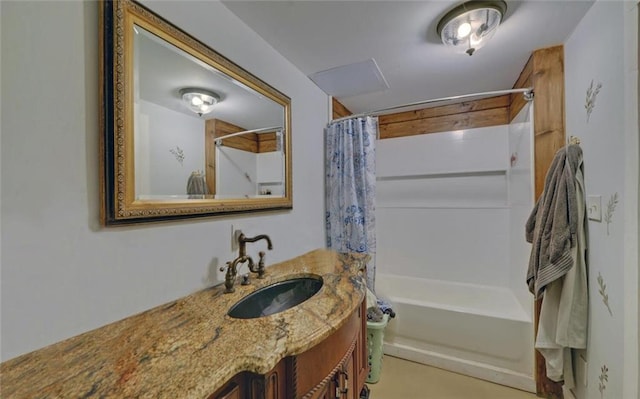 1330 Mccannon Morris Rd, Hull, GA 30646 - bathroom featuring shower / bath combination with curtain and vanity
