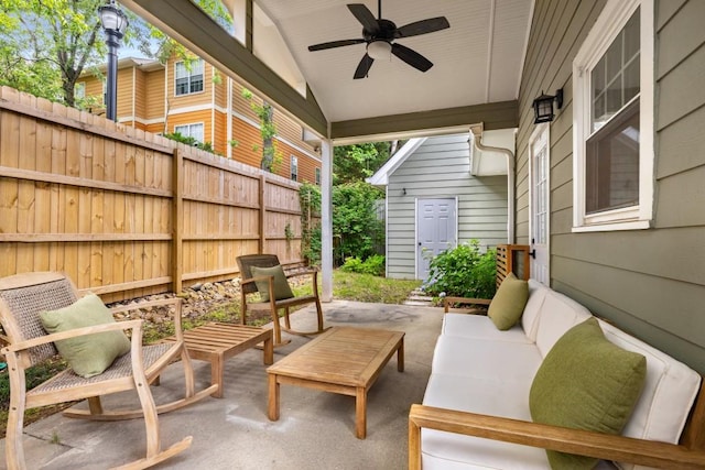 212 Haralson Ave NE, Atlanta, GA 30307 - view of patio with fence, ceiling fan, and an outdoor hangout area