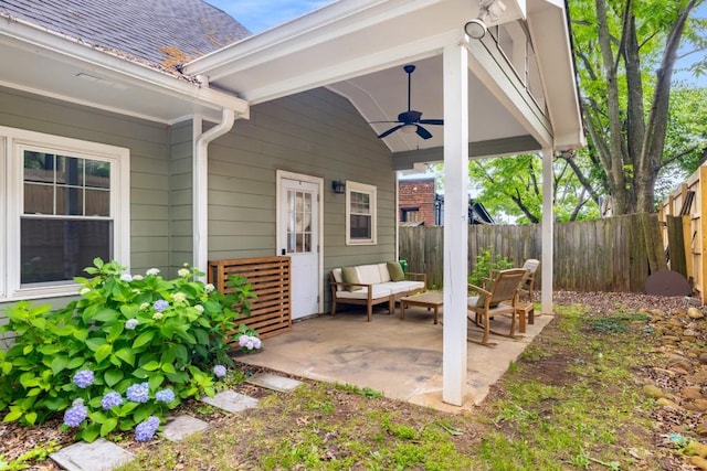 212 Haralson Ave NE, Atlanta, GA 30307 - view of patio / terrace featuring a ceiling fan and a fenced backyard