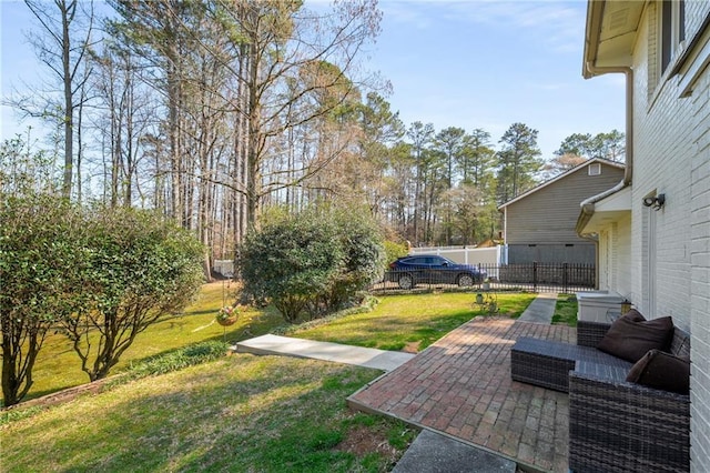 view of yard with a patio area and fence