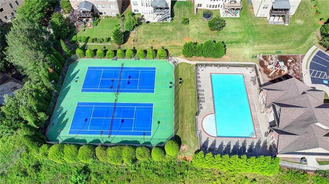 1054 Morgan Garner Dr SW, Lilburn, GA 30047 - aerial view of a pool
