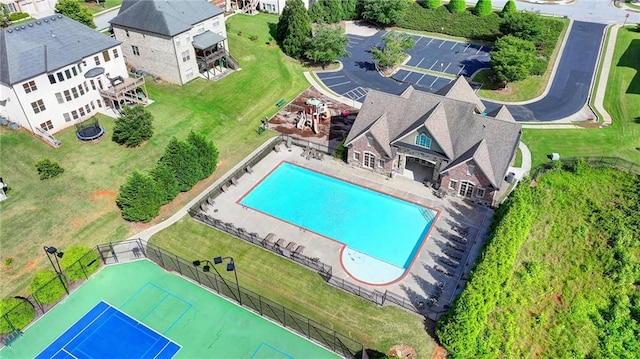 1054 Morgan Garner Dr SW, Lilburn, GA 30047 - aerial view of a pool area