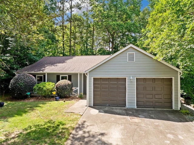 10650 Colony Glen Dr, Johns Creek, GA 30022 - ranch-style home featuring a garage, a front yard, driveway, and a shingled roof