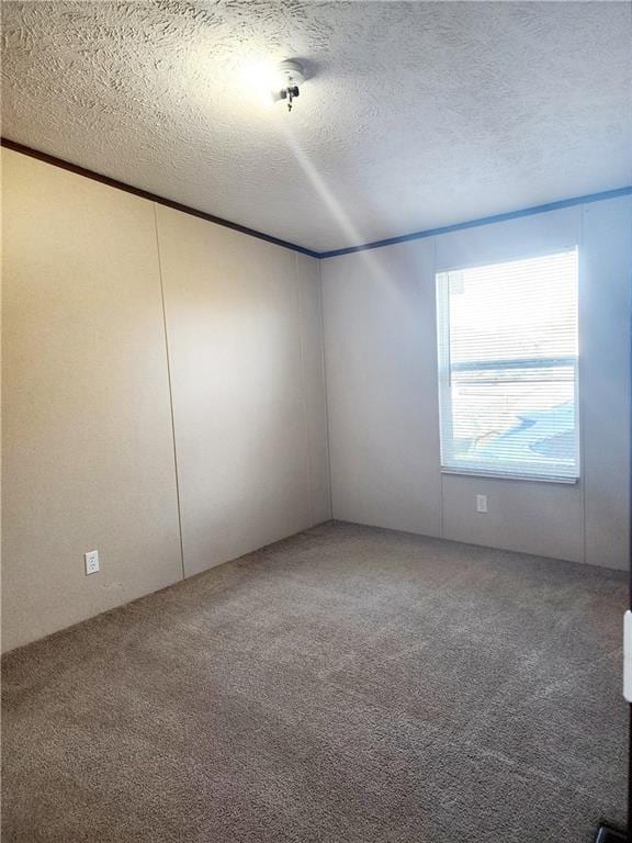 carpeted spare room featuring a textured ceiling