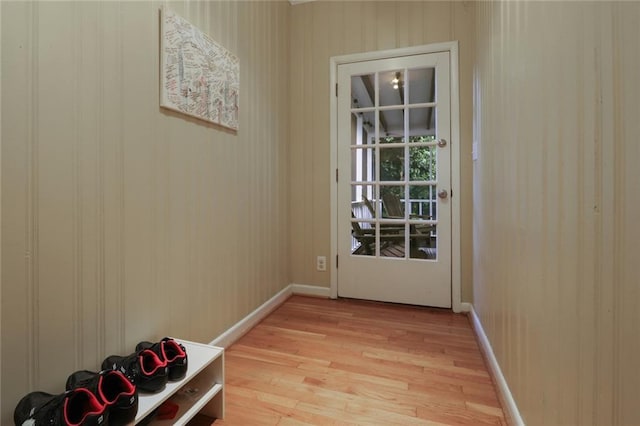 doorway to outside featuring light hardwood / wood-style floors