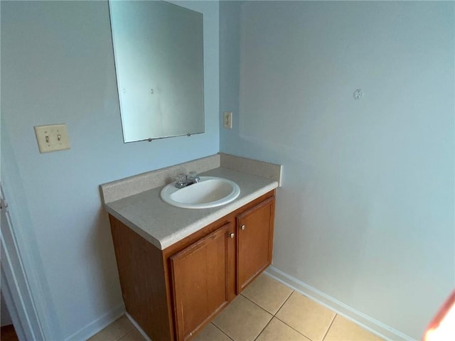 bathroom with tile patterned floors and vanity