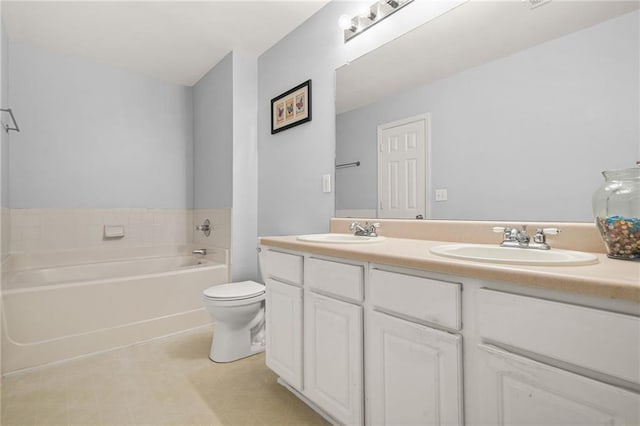 5989 Turfway Park Ct, Sugar Hill, GA 30518 - full bathroom with double vanity, a bath, and toilet