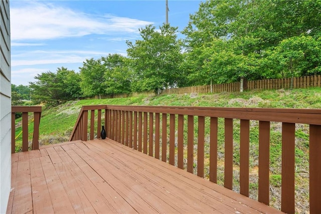 5989 Turfway Park Ct, Sugar Hill, GA 30518 - wooden deck with a fenced backyard and view of wooded area