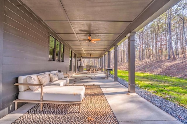 view of patio / terrace with outdoor lounge area and ceiling fan