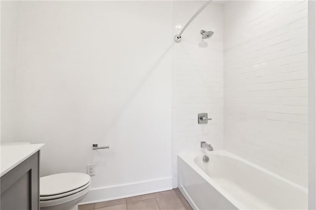 443 Plateau Pl NW, Atlanta, GA 30309 - full bathroom with tile patterned floors, toilet, vanity, baseboards, and shower / tub combination