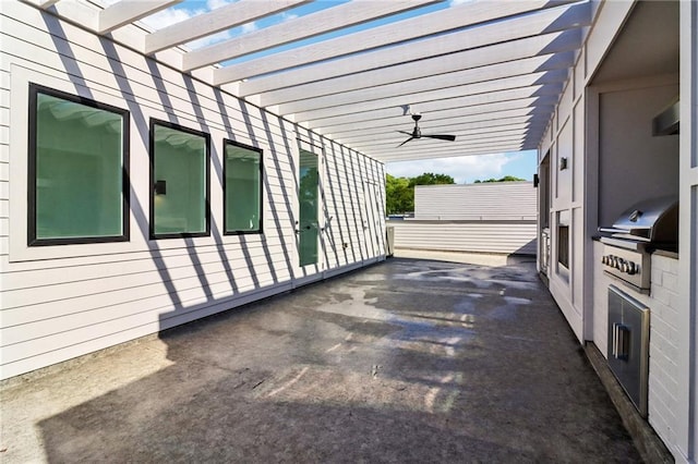 443 Plateau Pl NW, Atlanta, GA 30309 - exterior space with a pergola, a ceiling fan, and a grill