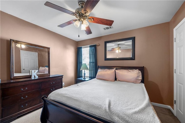 bedroom featuring ceiling fan