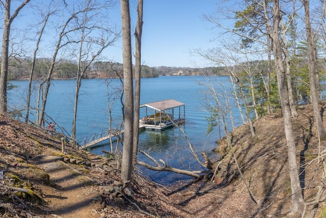 view of dock featuring a water view