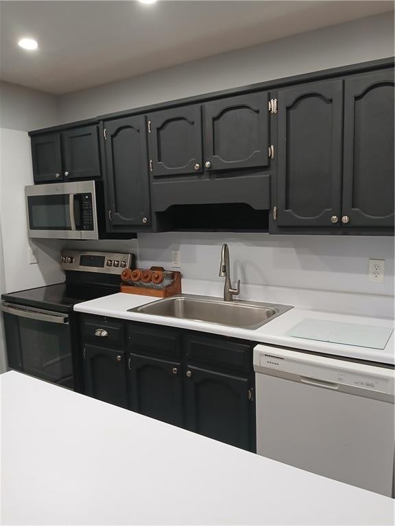 2218 Etowah River Rd, Dawsonville, GA 30534 - kitchen with stainless steel appliances, light countertops, and recessed lighting