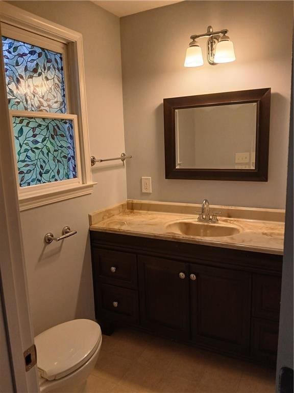 2218 Etowah River Rd, Dawsonville, GA 30534 - half bath with vanity and tile patterned floors