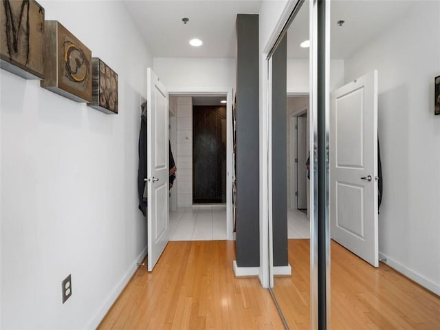 hall featuring light hardwood / wood-style flooring