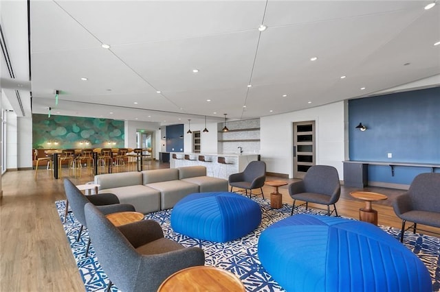 living room with hardwood / wood-style floors