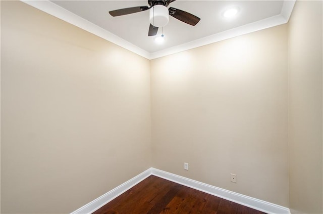 1965 Nocturne Dr Unit 1306A, Alpharetta, GA 30009 - unfurnished room featuring baseboards, dark wood-style floors, ornamental molding, ceiling fan, and recessed lighting