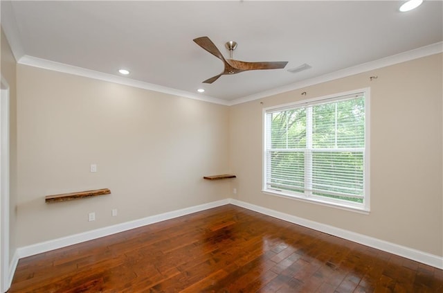 1965 Nocturne Dr Unit 1306A, Alpharetta, GA 30009 - spare room with crown molding, ceiling fan, hardwood / wood-style flooring, baseboards, and recessed lighting