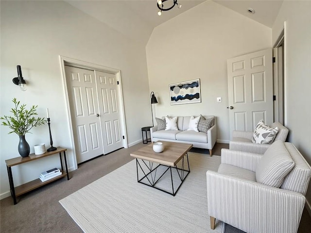 2873 Shoals Hill Ct, Dacula, GA 30019 - living area featuring high vaulted ceiling and carpet flooring