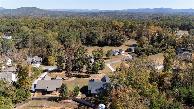 birds eye view of property featuring a mountain view