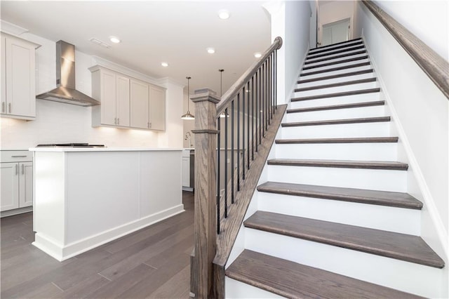 352 Olmstead Way Unit 28, Alpharetta, GA 30022 - stairway with wood finished floors and recessed lighting