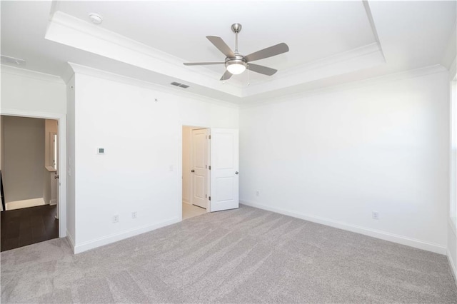 352 Olmstead Way Unit 28, Alpharetta, GA 30022 - unfurnished bedroom featuring a tray ceiling, carpet, ornamental molding, and ceiling fan